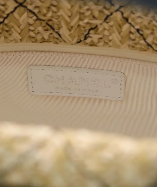 Chanel DENIM PVC Shopper Tote with Raffia Insert in Raffia from Luxury Promise, photo 11 of 12