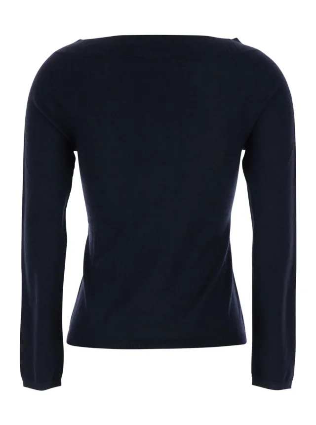 Max mara 'Faretra' Blue Sweater with Boat Neck in Cashmere Woman in Blue 100% Cashmere, photo 3 of 7 from Gaudenzi Boutique
