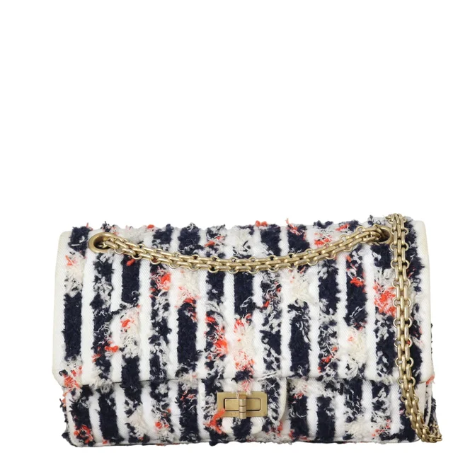 Chanel 2.55 Reissue Double Flap Shoulder Bag Tweed in Tweed from Luxe.It.Fwd