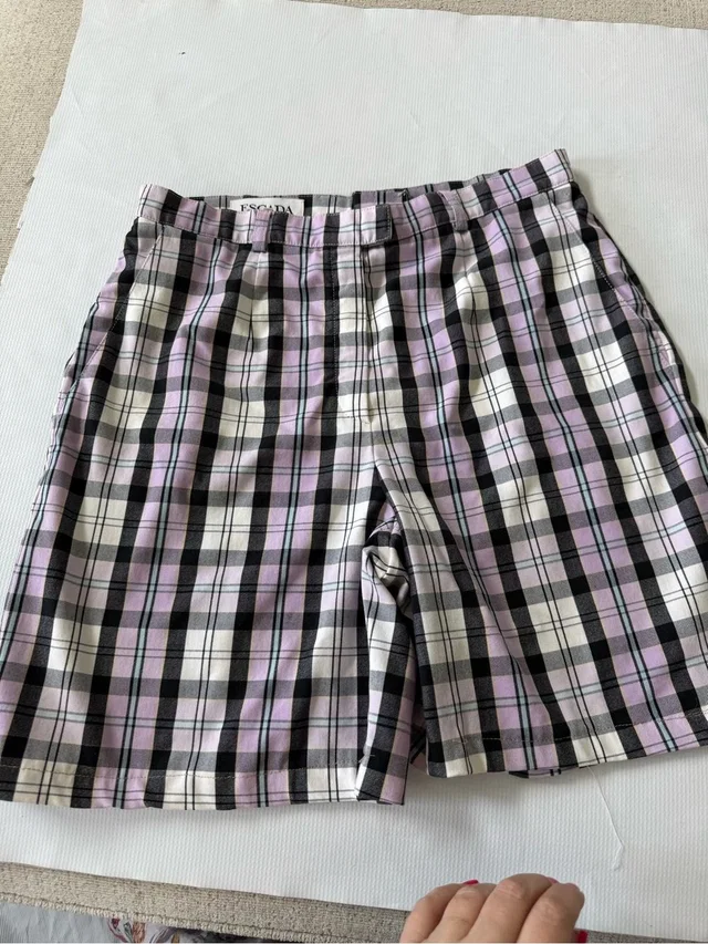 Escada Lavender Black White Plaid Women's Shorts Size Euro 40 Or Us 10 in black|pink from Poshmark