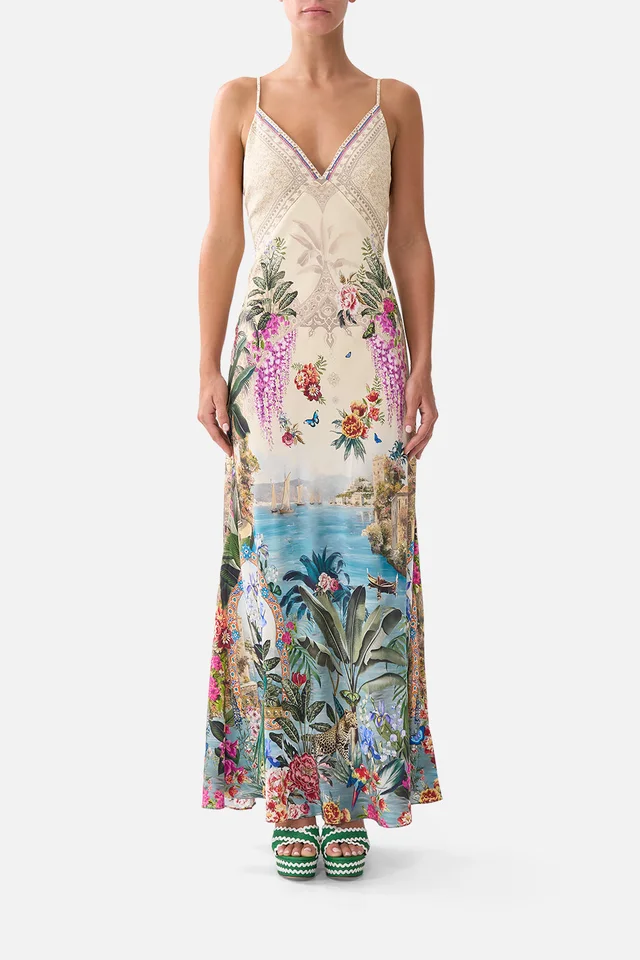 Camilla eBoutique V-NECK FULL LENGTH BIAS SLIP DRESS BODRUM BOTANICALS from CAMILLA, photo 1 of 1