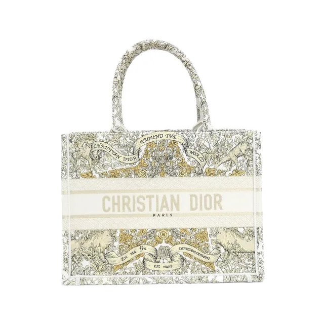 Dior クリスチャンディオール ディオール ブック トート ミディアム M1296ZEDP バッグ in M01E/WHITE+GOLD(ホワイト+ゴールド) from KOMEHYO