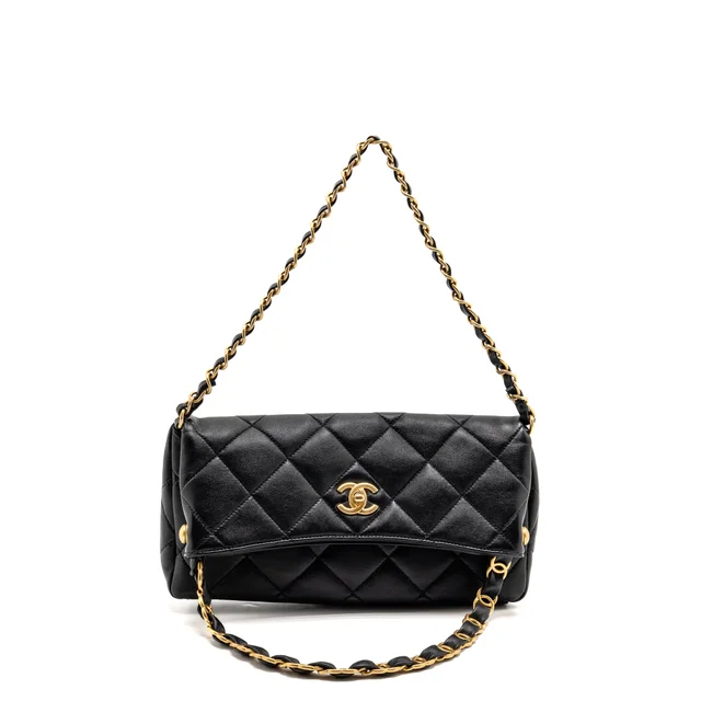 Chanel Large Hobo Bag Lambskin Black GHW (Microchip) in Black Lambskin from EMIER