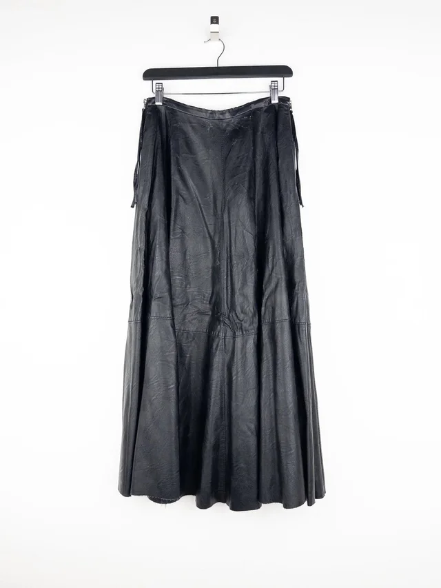 Maison Margiela Mm6 Pleated Faux Leather Maxi Skirt in black Leather from Grailed