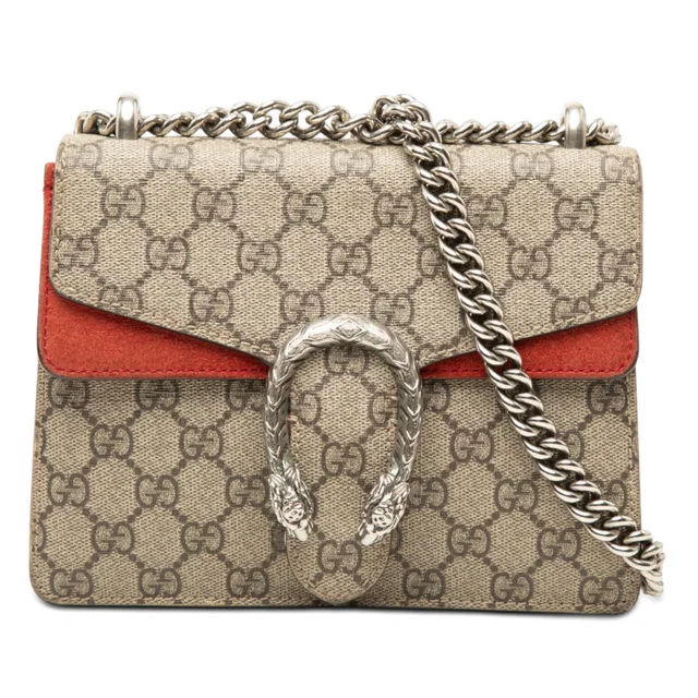 Beige Gucci Small GG Supreme Dionysus Crossbody in Beige Suede from Designer Revival