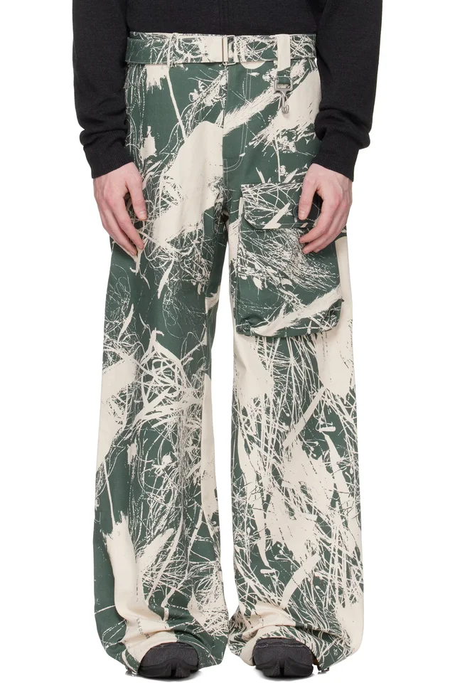 Khaki & Off-White Duck Canvas Patch Pocket Belted Cargo Pants, image 1 of 1 from SSENSE