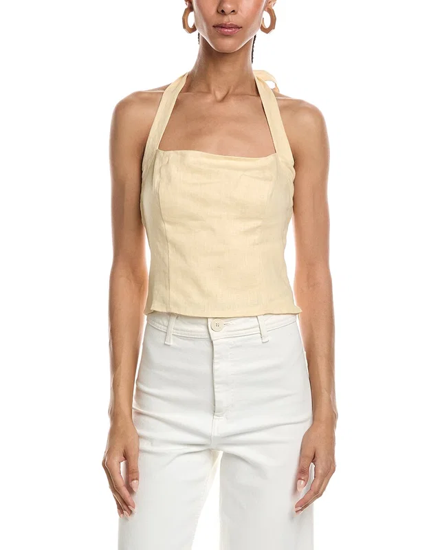 REVERIEE Linen Halter Neck Top, image 1 of 1 from Gilt