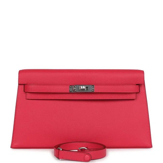 Hermès Kelly Elan Rose Extreme Madame Palladium Hardware in Pink Lambskin from Madison Avenue Couture
