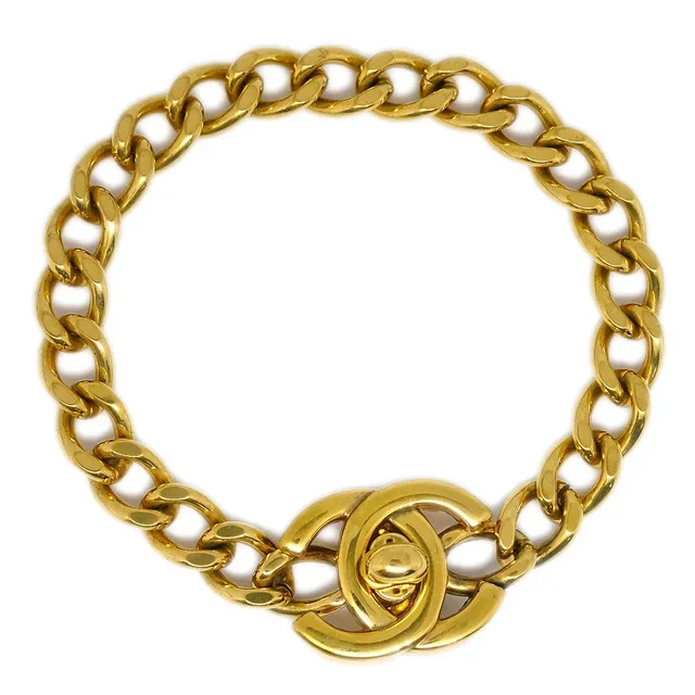 Chanel Turnlock Chain Bracelet Gold 97P in Gold from AMORE Vintage Tokyo