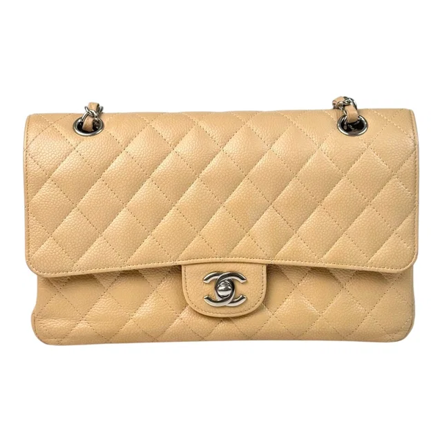 Chanel Classic Flap Medium Cream Caviar Bag in White Caviar leather from Luxury Promise