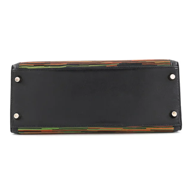 Hermès Kelly Sellier Black/Orange/Green Vibrato Gulliver Size 28 in Black from GALLERY RARE, photo 3 of 21