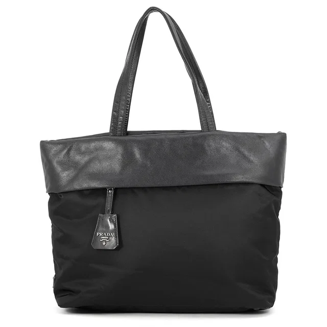 Prada Tote Bag Black Nylon Leather in Black Nylon from GALLERY RARE