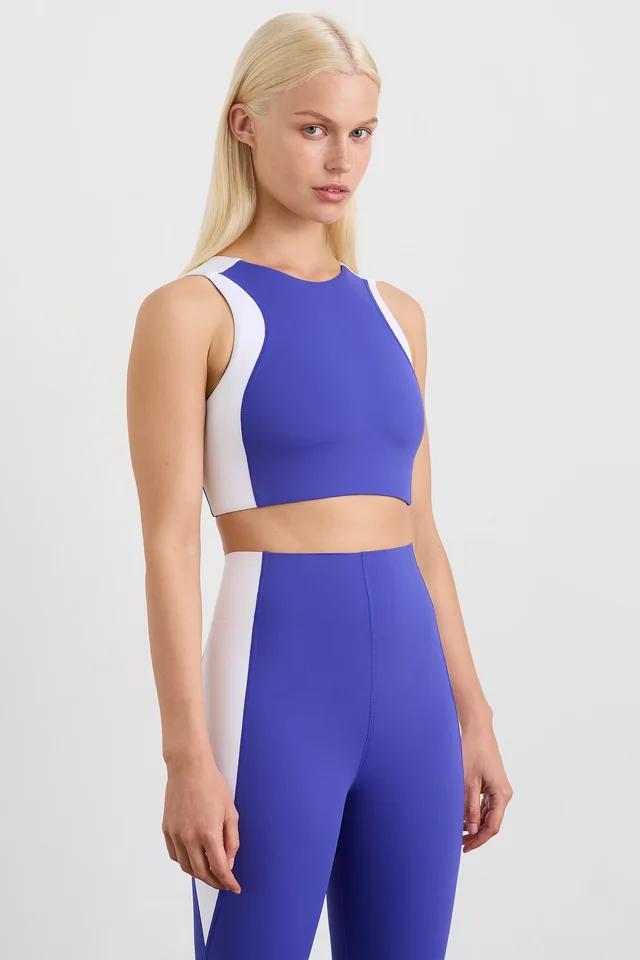 Athletica Panel Crop Top 336 in Blue from Aje, photo 1 of 1