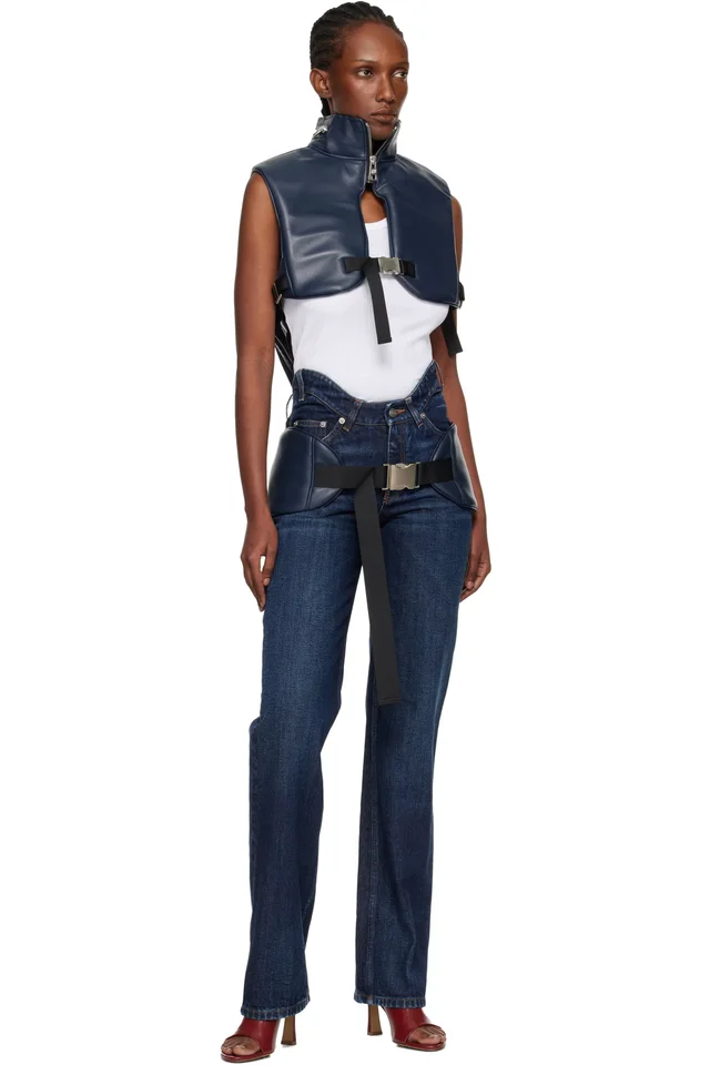 Jean Paul Gaultier Blue 'The Curved' Jeans, photo 4 of 4 from SSENSE