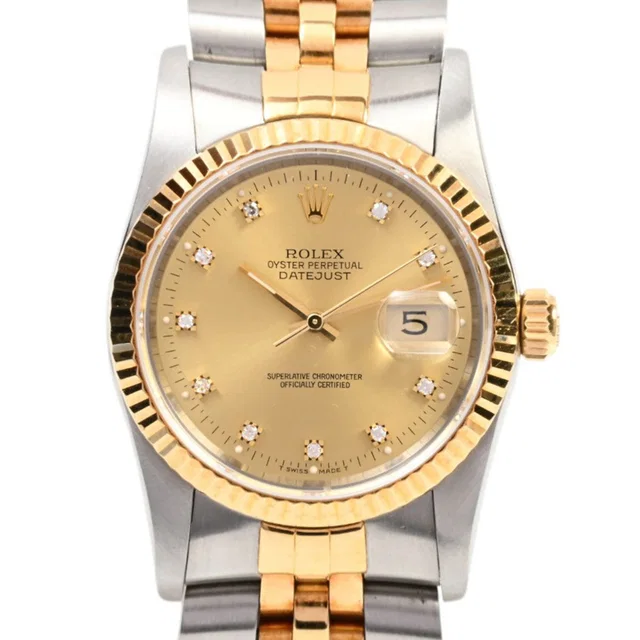 Rolex Circa 1990-1991 10P Diamond Datejust 36mm 16233G Automatic Champagne from VINTAGE QOO TOKYO