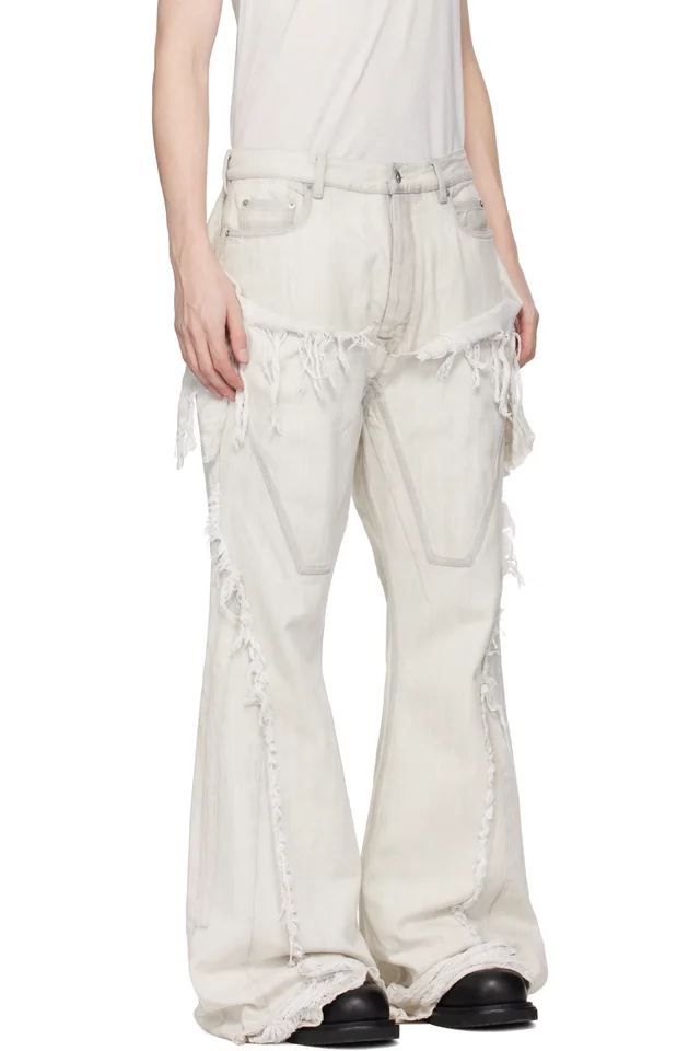 Rick Owens DRKSHDW Off-White Temple Slivered Bootcut Jeans, photo 2 of 4 from SSENSE