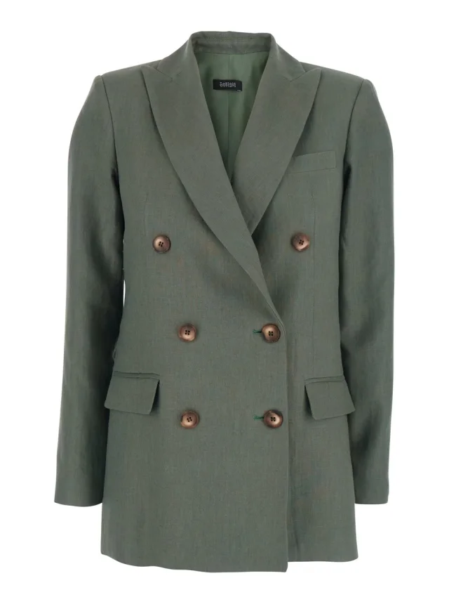 Double-breasted Jacket with Peak Revers in Green for Women in Green, image 1 of 1 from Gaudenzi Boutique