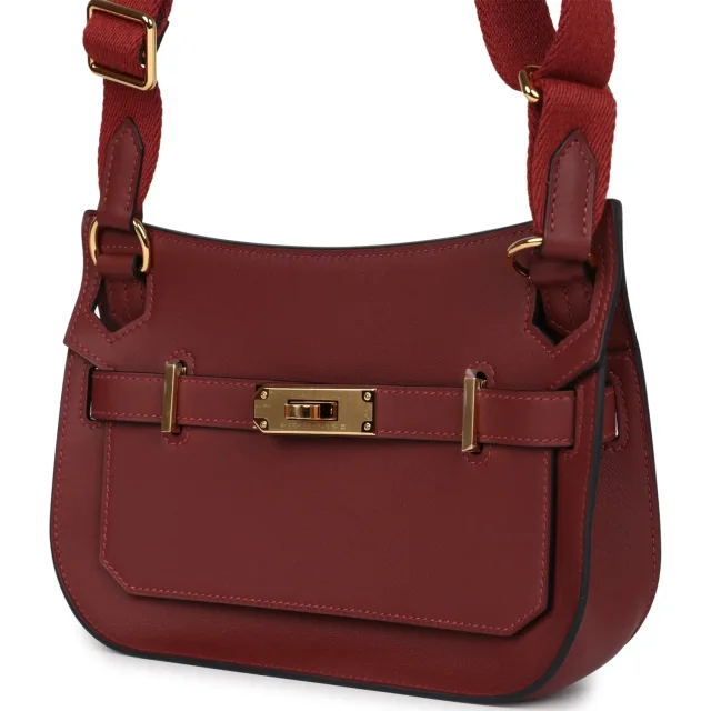 Hermès Jypsiere Mini Rouge H Swift Gold Hardware in Burgundy Swift from Madison Avenue Couture, photo 5 of 9