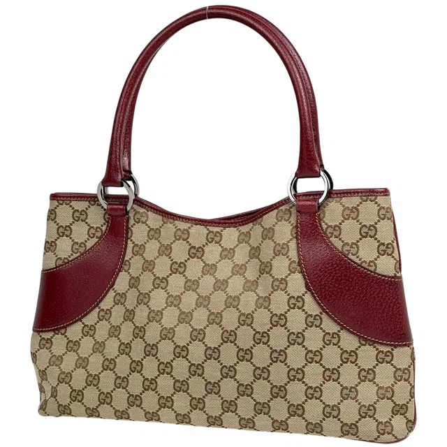 Gucci GG Pattern Tote Bag Canvas Beige in Beige Canvas from The Reluxe