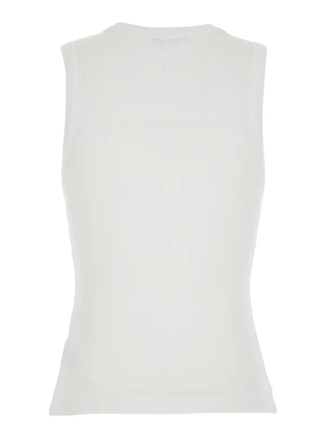 Agolde White 'Poppy' Top Sleeveless with U-Neck in Cotton for Women in White 49% Organic Cotton 49% Tencel 2% Spandex, photo 3 of 5 from Gaudenzi Boutique