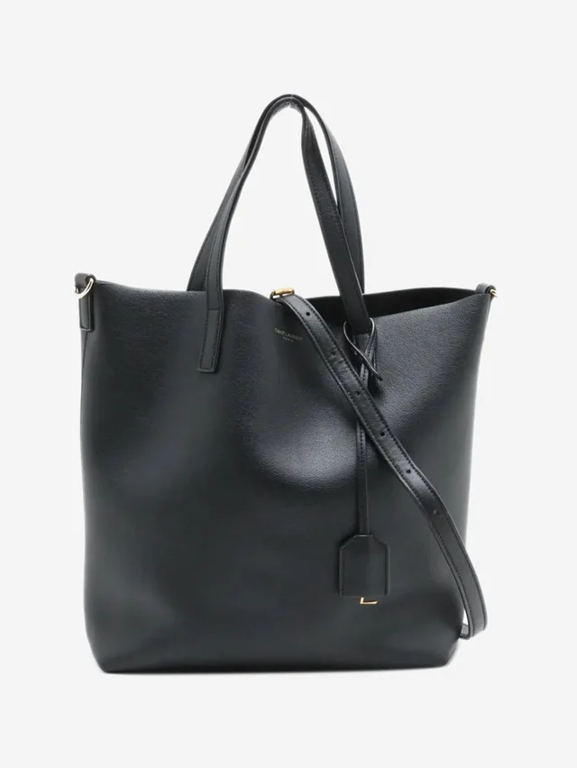 Saint Laurent Black Toy Shopping leather tote bag in Black Leather from Sign of the Times