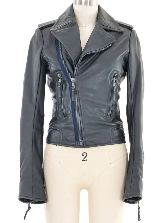 2009 Balenciaga Gunmetal Leather Jacket in Leather from Arcade Vintage
