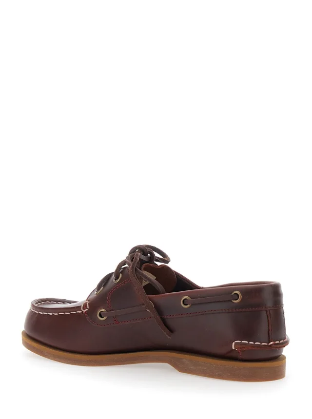 TIMBERLAND Bordeaux Loafers with Bow Detail on the Front and Logo Embossed on the Side in Leather for Men, photo 5 of 8 from Gaudenzi Boutique