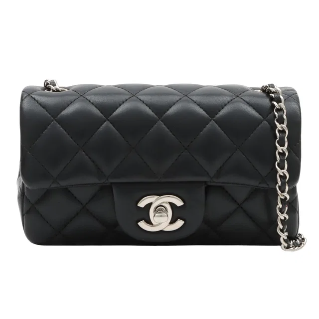 Chanel 2012 Vintage Classic Flap Chain Bag Mini Black in Black Lambskin from VINTAGE QOO TOKYO