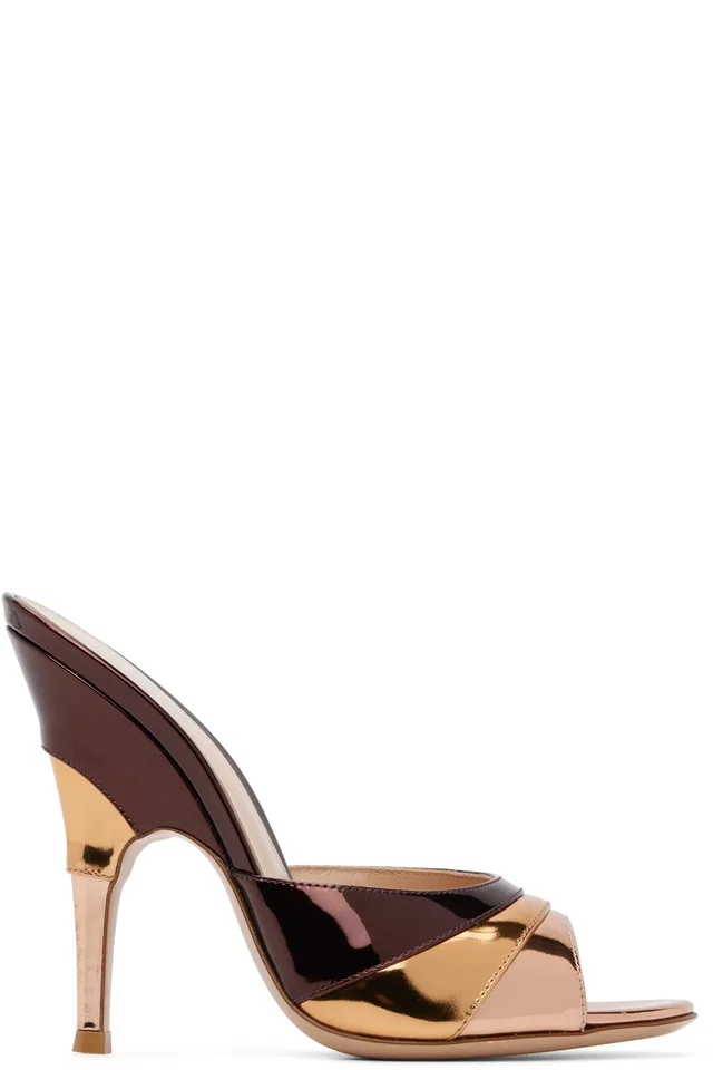 Gianvito Rossi Burgundy & Pink Marea Heeled Sandals, image 1 of 1 from SSENSE