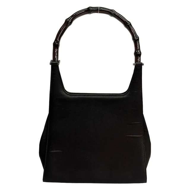 Gucci Shoulder Bag Bamboo Dark Brown in Brown Nylon from The Reluxe
