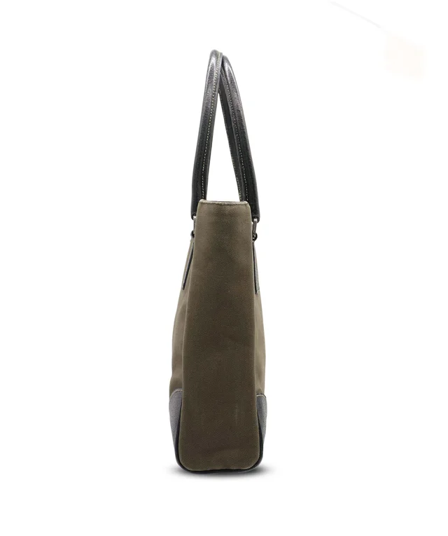 Prada Canvas and Cinghiale Leather Tote Bag C357750 in Canvas from Luxury Promise, photo 3 of 12