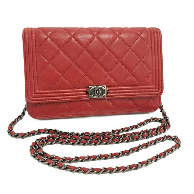 Chanel Boy Chain Wallet Lambskin Shoulder Bag in Lambskin from The Reluxe