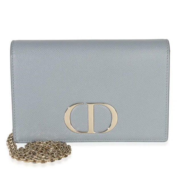Dior Blue Grained Calfskin 30 Montaigne 2-in-1 Pouch in Blue Caviar leather from myGemma