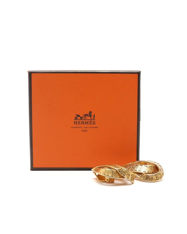 Hermès Ribbon Motif Clip-on Earrings from A Retro Tale, photo 4 of 4