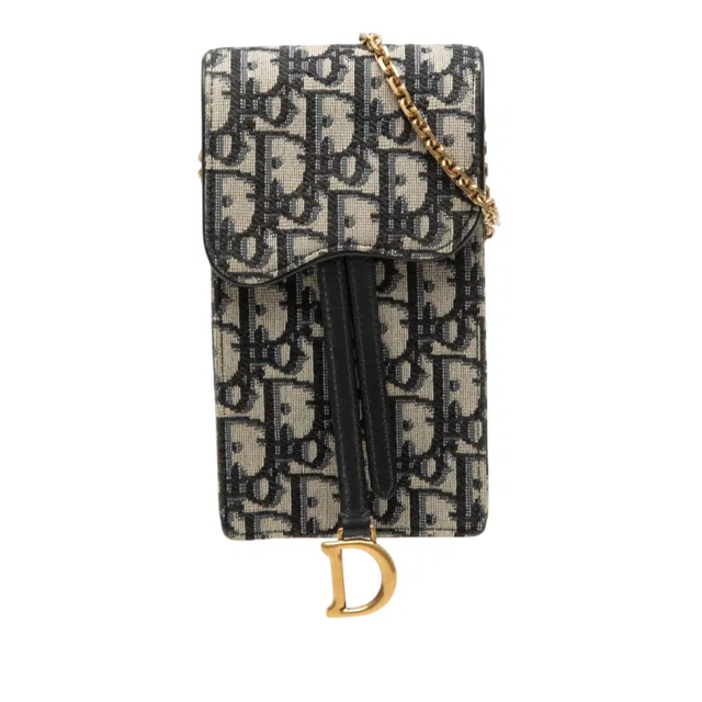 Blue Dior Oblique Canvas Vertical Saddle Pouch Crossbody Bag in Blue Canvas from Designer Revival