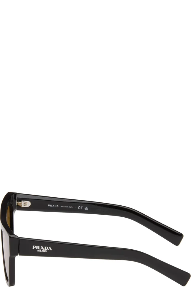 Prada Eyewear Black 'Prada Logo' Sunglasses, photo 3 of 4 from SSENSE