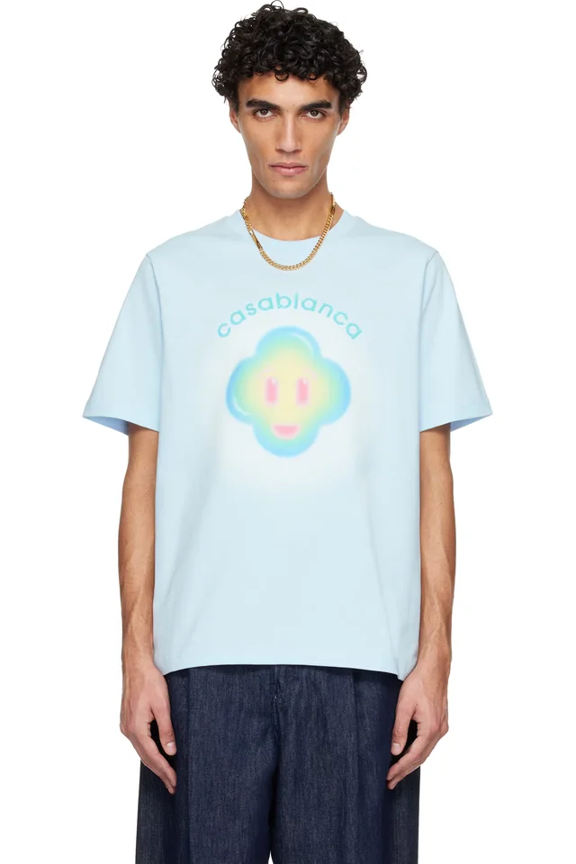 Casablanca Blue Airbrush Smiley Classic T-shirt, image 1 of 1 from SSENSE