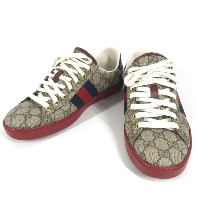 Gucci Sneakers Logo GG Supreme Canvas Beige in Beige Canvas from The Reluxe