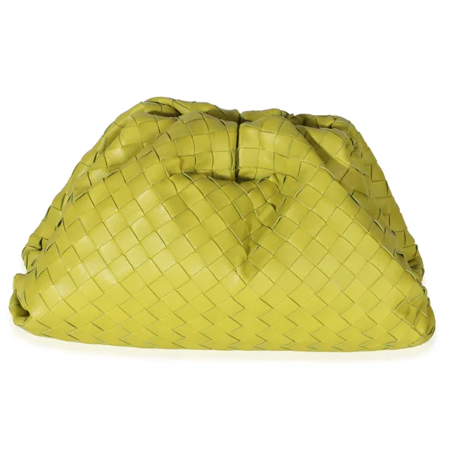 Bottega Veneta Acid Kiwi Nappa Maxi Intrecciato Teen Pouch in Nappa leather from myGemma