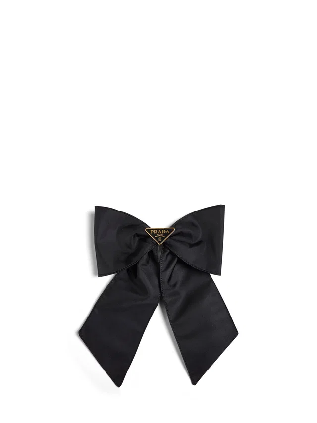 Prada Re-Nylon Bow Hair Clip — Black Recycled Polyamide Pins Claws & Clips in Black Nylon from HEWI