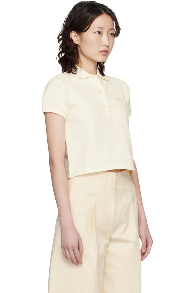 Maison Kitsuné Off-White Baby Fox Cropped Polo, photo 2 of 2 from SSENSE