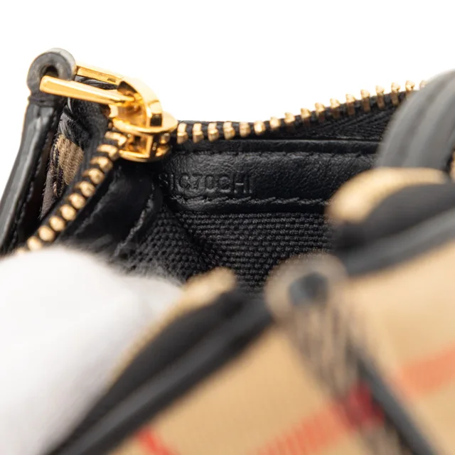 Beige Burberry House Check Canvas Olympia Coin Pouch in Beige Canvas from Designer Revival, photo 6 of 7
