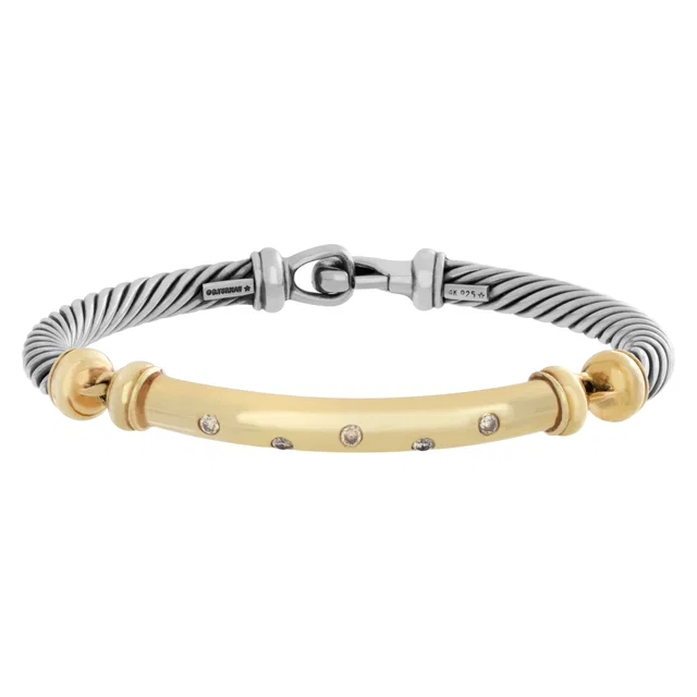 David Yurman bangle in 18k and sterling silver in Silver Yellow Gold, Sterling Silver from Gray And Sons
