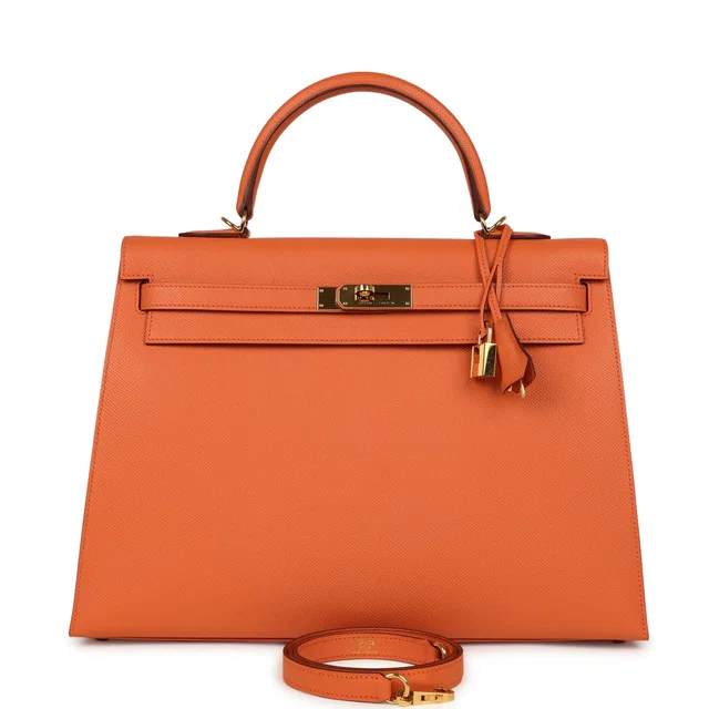 Hermès Kelly Sellier 35 Mango Epsom Gold Hardware in Epsom leather from Madison Avenue Couture