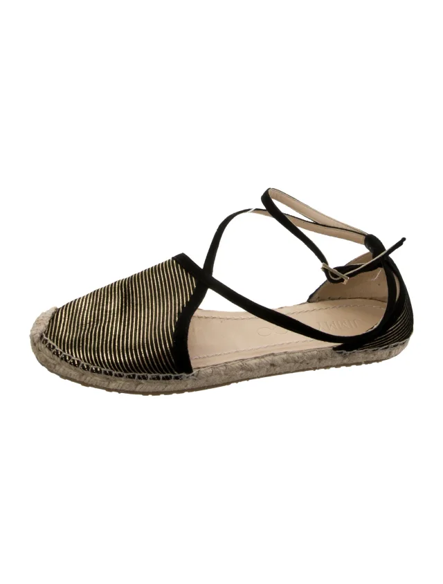 Jimmy Choo Suede Striped Espadrilles in black Suede from The RealReal