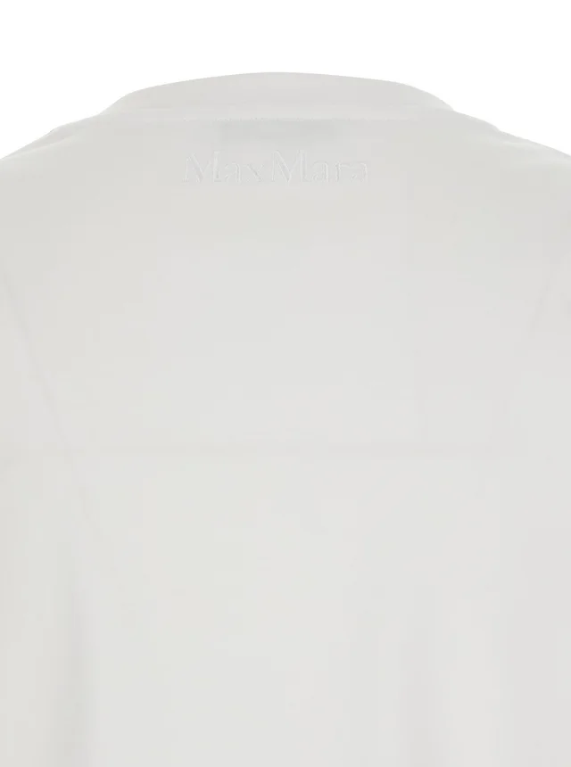 Maxmara pure 'Donata' White T-Shirt with Embroidered Logo on the Back in Cotton for Women in White 100% Cotton, photo 4 of 4 from Gaudenzi Boutique