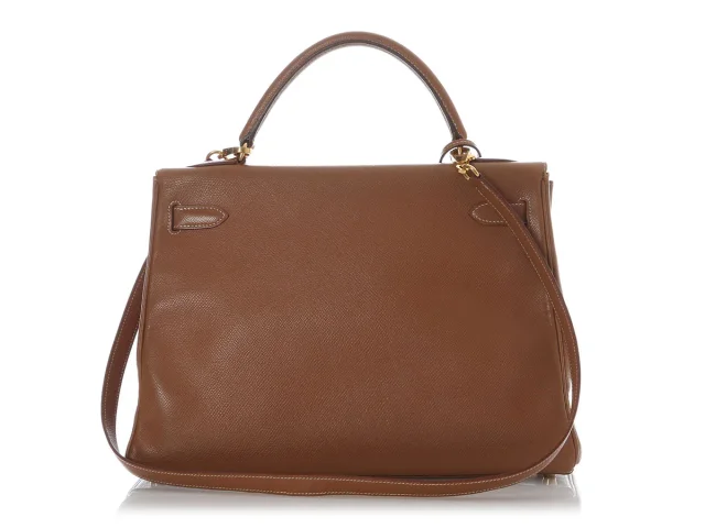 Hermès Vintage Gold Courchevel Kelly 32 in Gold Epsom leather from Ann's Fabulous Finds, photo 4 of 11