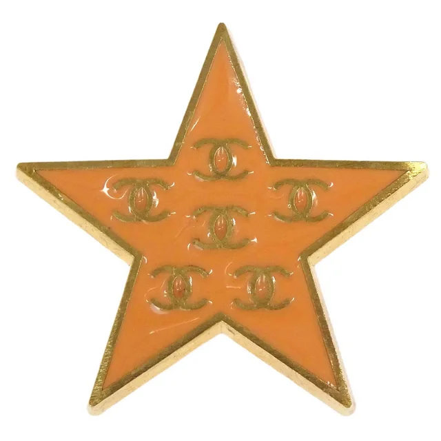 Chanel Star Brooch Pin Orange 01P in Orange from AMORE Vintage Tokyo