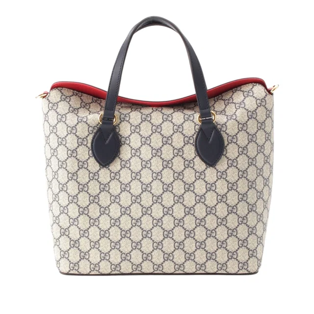 Beige Gucci GG Supreme Linea A Fold Over Tote Satchel in Beige Coated canvas from Designer Revival