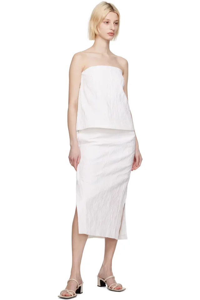 CO White Slit Midi Skirt, photo 4 of 4 from SSENSE